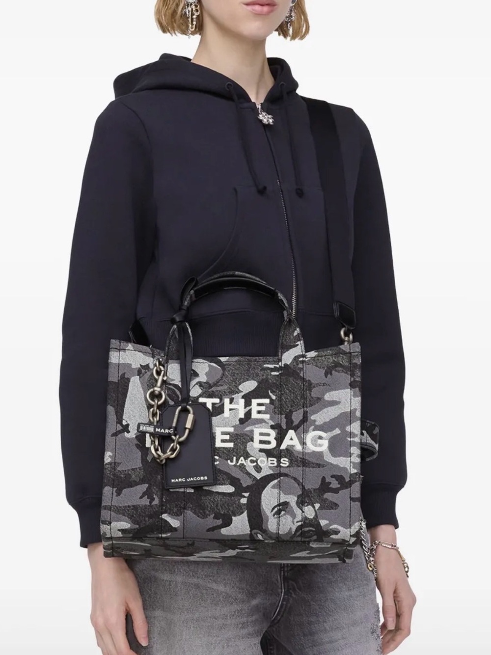 Marc Jacobs The Tote Bag Marc Camo Denim Black & Grey Medium Tote - Picture 6 of 7